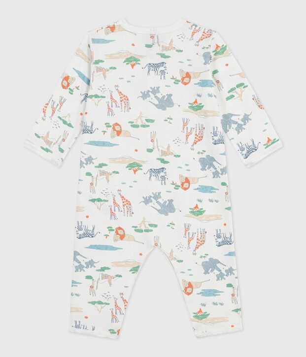 Babies' savannah print footless cotton pyjama suit white/multicolor