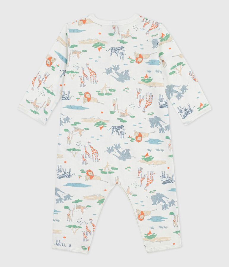 Babies' savannah print footless cotton pyjama suit white/multicolor
