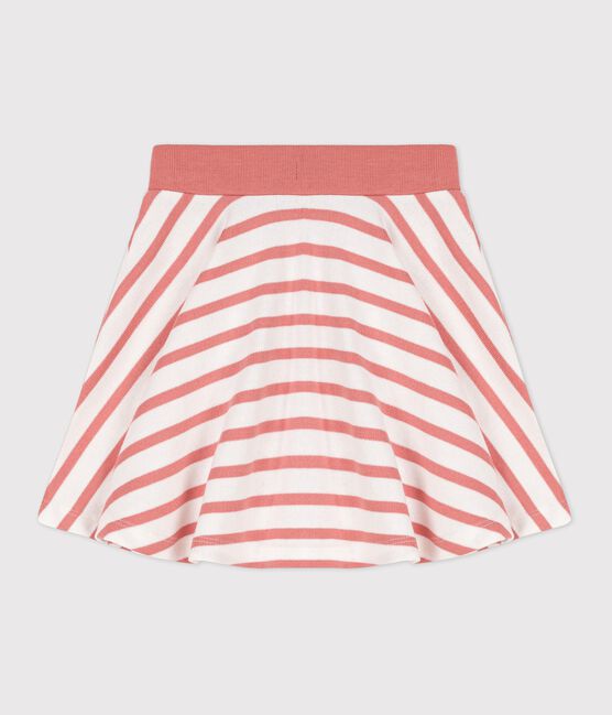 Girl's Stripy Cotton Skirt MARSHMALLOW white/PAPAYE