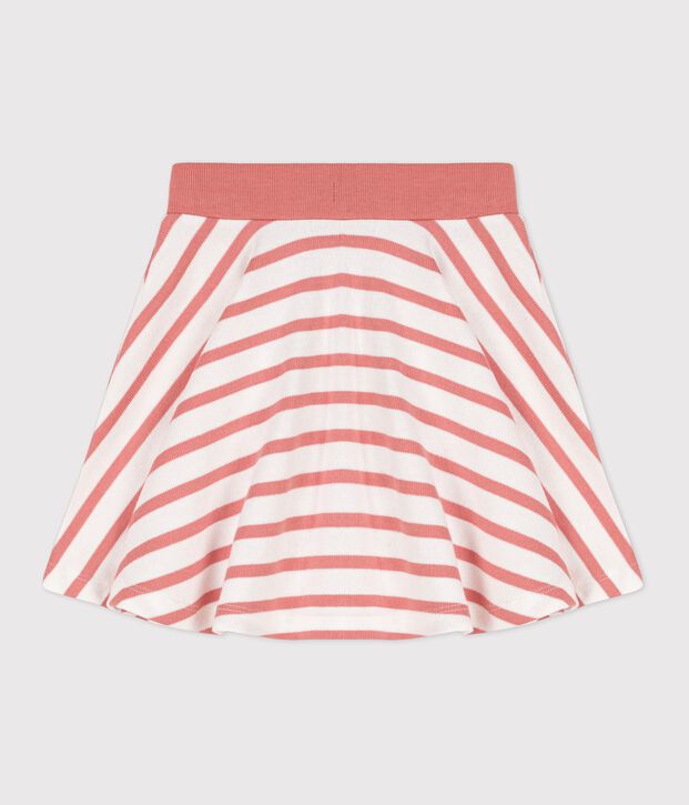 Girl's Stripy Cotton Skirt white/pink