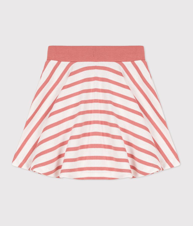 Girl's Stripy Cotton Skirt white/pink