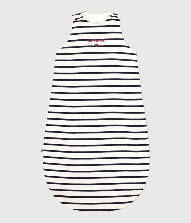Baby sleeping bag in cotton TOG 2 white/blue