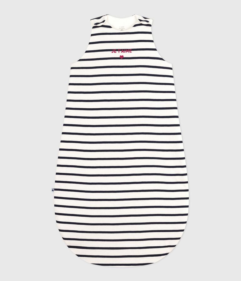 Baby sleeping bag in cotton TOG 2 white/blue