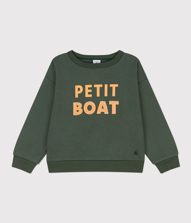 Printed fleece sweatshirt for girls/boys green