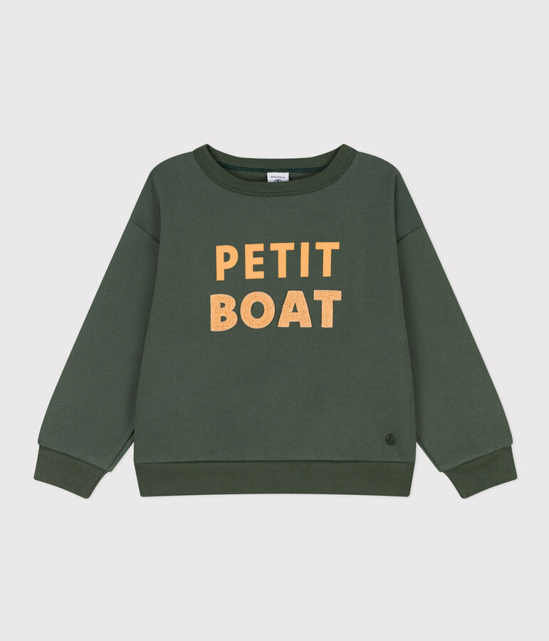 Printed fleece sweatshirt for girls/boys green