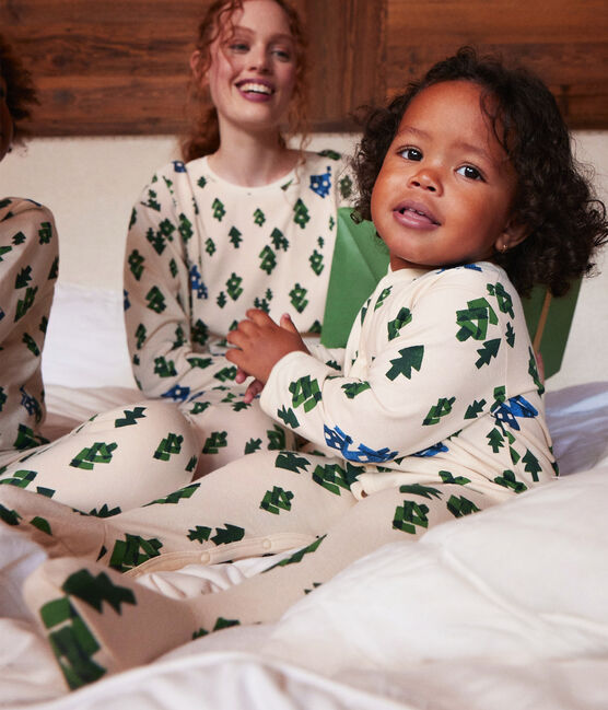 Babies' Tree Patterned Fleece Pyjamas AVALANCHE white/MULTICO