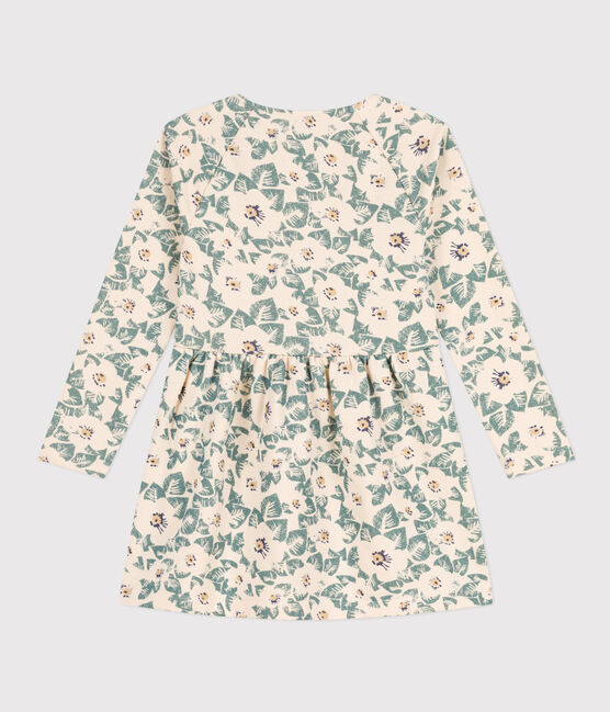 Girls' long-sleeved floral fleece dress AVALANCHE white/MULTICO