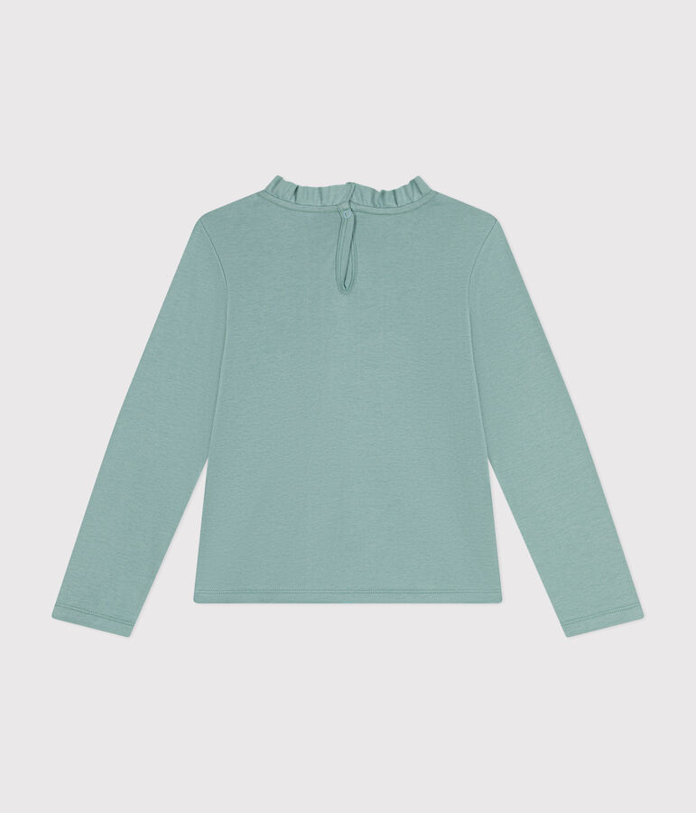 Girls long-sleeved ribbed T-shirt green