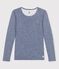 Women's Striped Wool/Cotton Blend T-Shirt SMOKING blue/MARSHMALLOW white