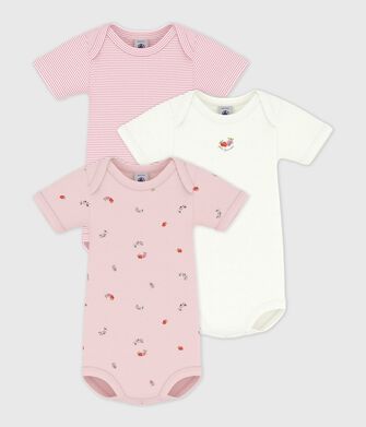 Pack of babies' short-sleeved floral print cotton bodies