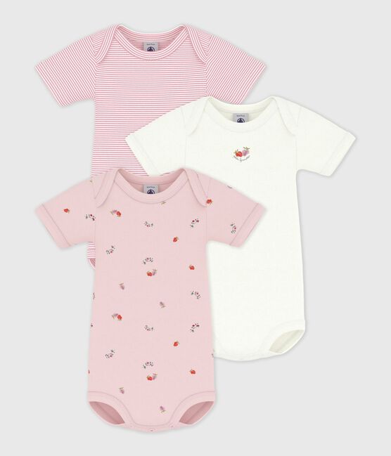Pack of babies' short-sleeved floral print cotton bodies variante 1