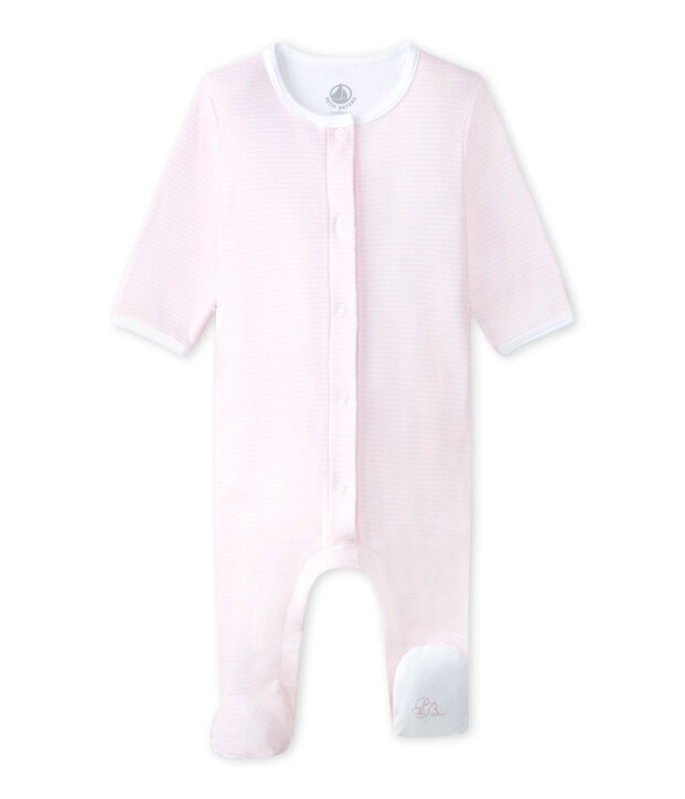 Unisex baby bodyjama pink/white
