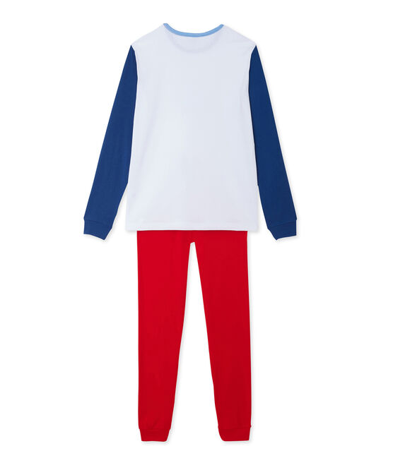 Teenage boy's placement print pyjamas ECUME white/MAJOR blue