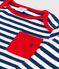 Babies' Striped Jersey Long-Sleeved T-Shirt MEDIEVAL blue/MARSHMALLOW white