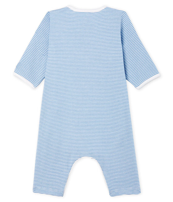 Baby Girls' Footless Ribbed Bodyjama ACIER blue/MARSHMALLOW white