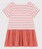 Girls' Organic Cotton Jersey and Gauze Dress MARSHMALLOW white/PAPAYE