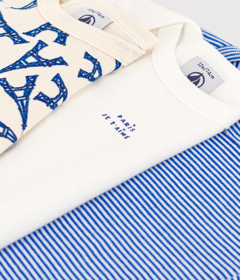 Babies' Paris Themed Long-Sleeved Cotton Bodysuits - 3-Pack multicolor