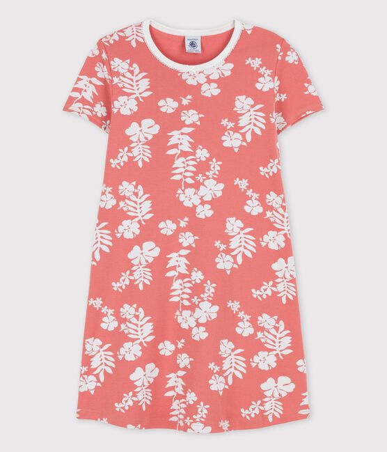 Girls' Hawaiian Themed Cotton Nightdress PAPAYE pink/MARSHMALLOW