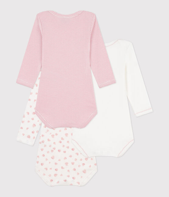Pack of babies' long-sleeved heart-print cotton bodies variante 1