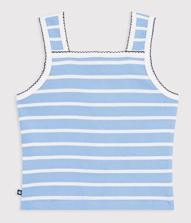 Children's stripy cotton tank top blue/white