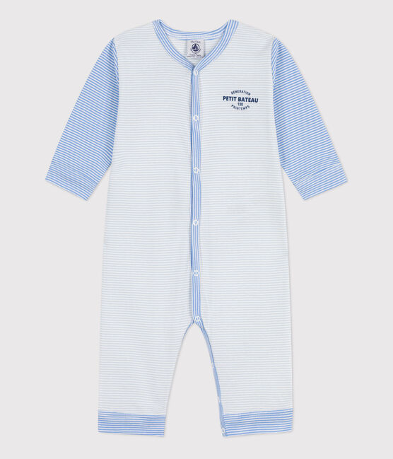 Footless Pinstriped Cotton Sleepsuit GOMME /MARSHMALLOW