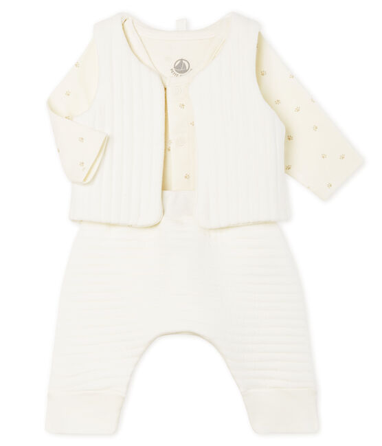 Baby Tube Knit Clothing - 3-piece set MARSHMALLOW white