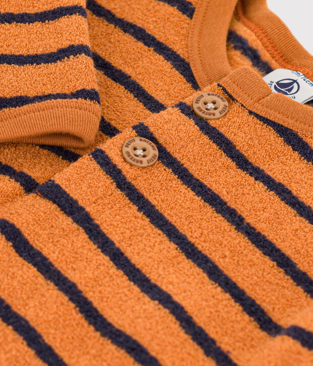 Babies' Terry Jumpsuit brown/blue