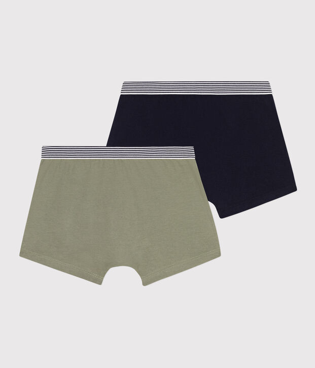 Boys' Plain Cotton and Elastane Boxer Shorts - 2-Pack multicolor