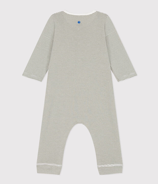 Babies' Pinstriped Cotton Jumpsuit green/white