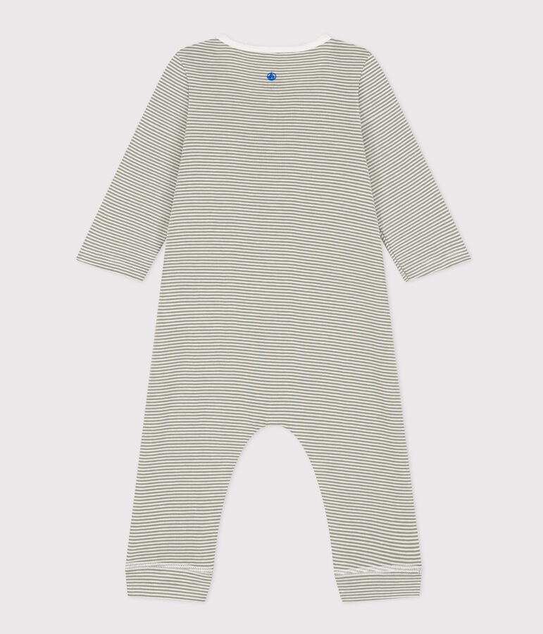 Babies' Pinstriped Cotton Jumpsuit green/white