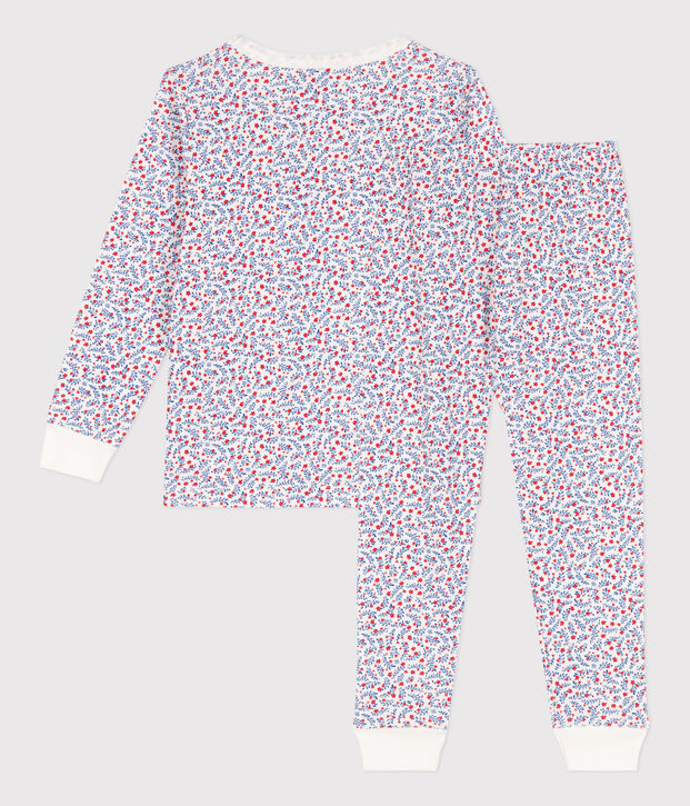 Girls' Floral Cotton Pyjamas white/multicolor