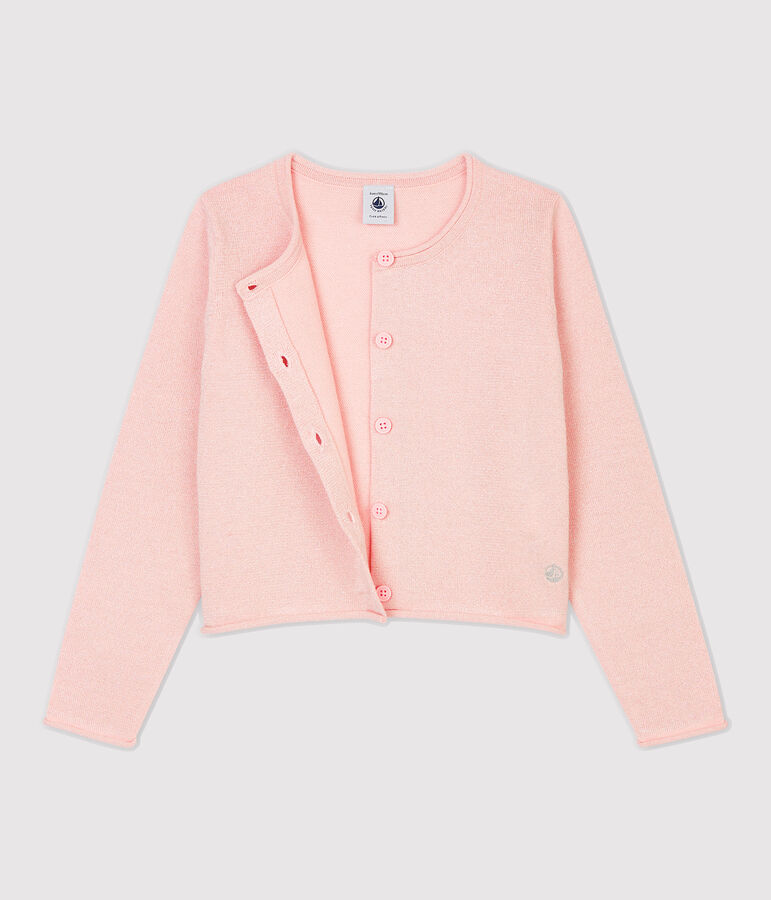 Girls' Cotton Cardigan MINOIS pink/ARGENT