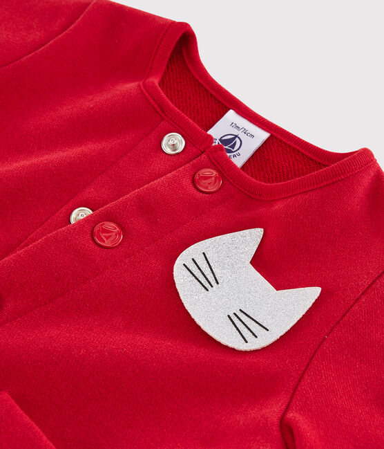 Baby girl's fleecy cardigan TERKUIT red
