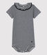 Babies' Organic Cotton Pinstriped Bodysuit With Ruffle Collar