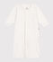 Babies' cotton one-piece/sleep sack with a collar with little hearts MARSHMALLOW white/MULTICO white