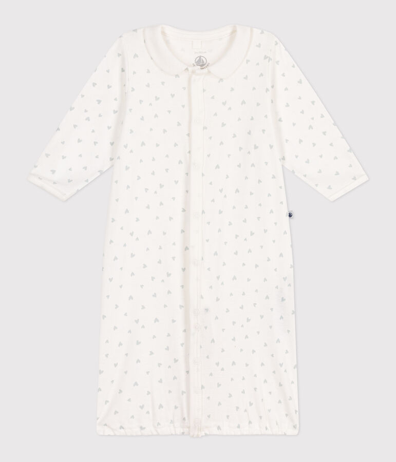 Babies' cotton one-piece/sleep sack with a collar with little hearts white/multicolor