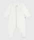Babies' plain velour pyjama suit with a collar