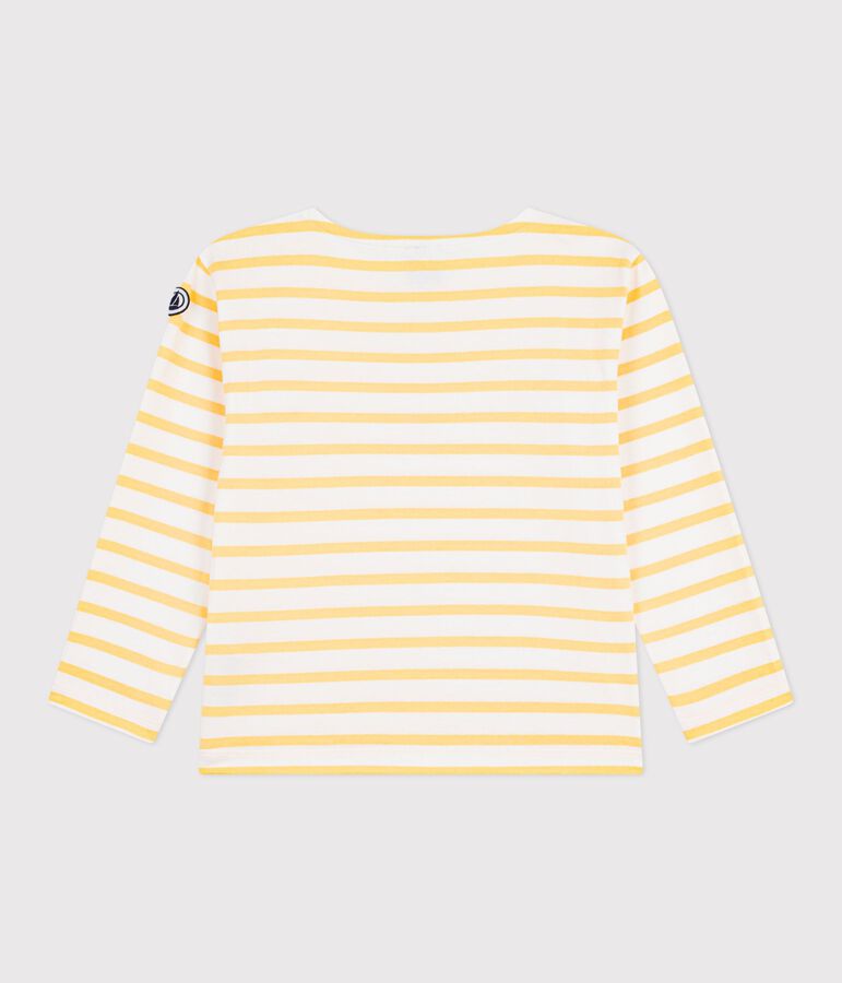 Children's stripy cotton Breton top white/yellow