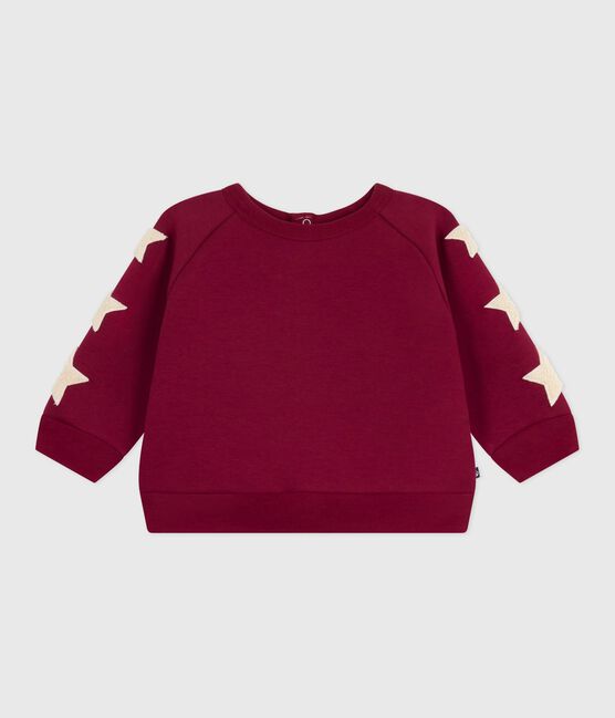 Babies' soft, warm, star-patterned cotton sweatshirt AMARANTE