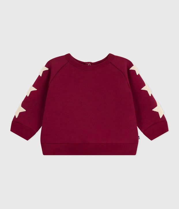 Babies' soft, warm, star-patterned cotton sweatshirt red