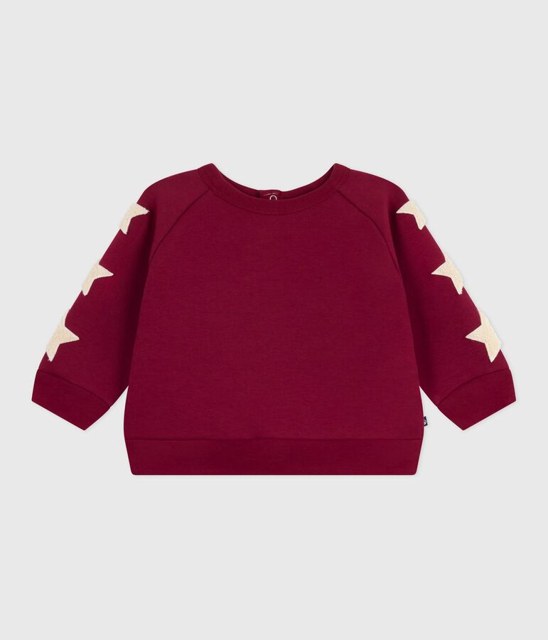 Babies' soft, warm, star-patterned cotton sweatshirt red