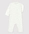 Babies' Footless Paw Print Cotton Sleepsuit MARSHMALLOW white/MISTIGRI white