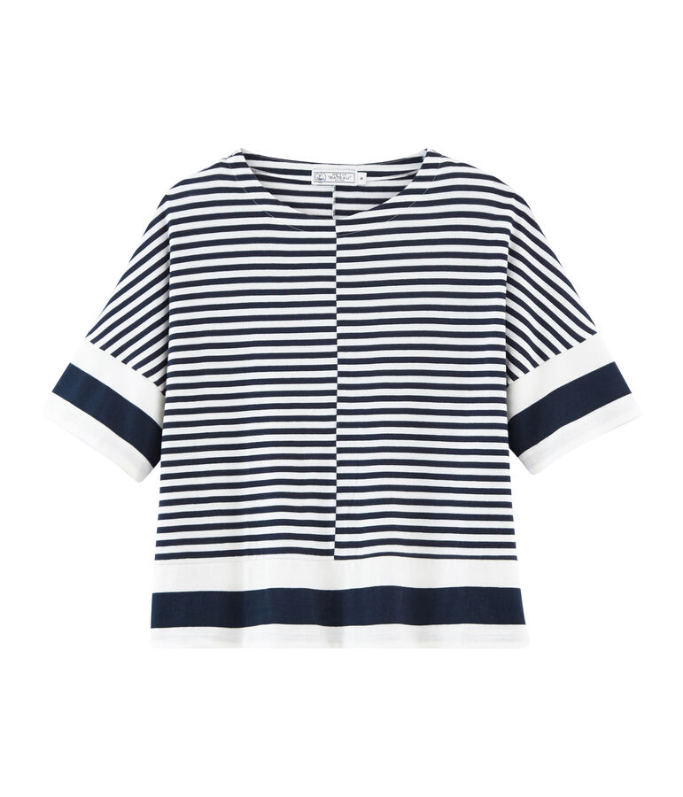 Women's short-sleeved graphic t-shirt blue/white