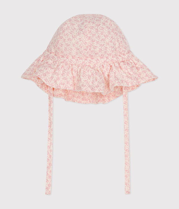 Baby Girls' Pink Floral Cotton Gauze Sun Hat multicolor