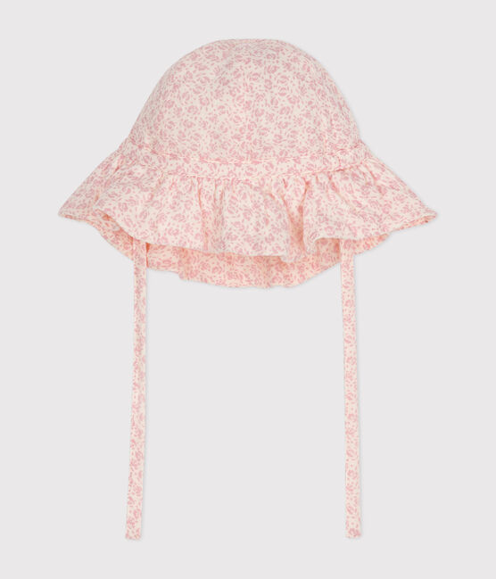 Baby Girls' Pink Floral Cotton Gauze Sun Hat variante 1