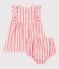 Babies' sleeveless cotton dress with stripy bloomers pink/white