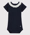 Baby Girls' Bodysuit with Eyelet Embroidery and Collar SMOKING blue