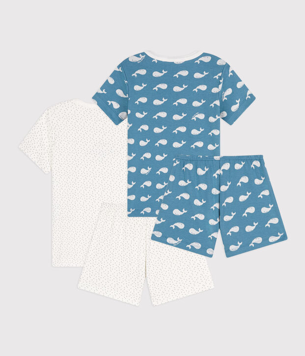 Boys' Whale Themed Cotton Short Pyjamas - 2-Pack multicolor