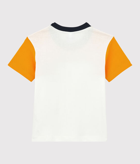 Boys' Short-Sleeved Cotton T-Shirt TEHONI yellow/MARSHMALLOW white