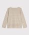 Women's long-sleeved cotton Breton top beige/white